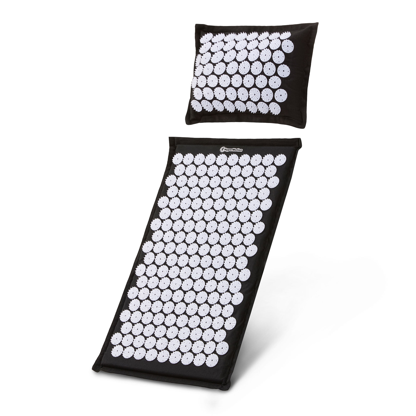 Tapete de acupressão em linho ecológico com fibra de coco e almofada de trigo sarraceno – 68 cm HyperMotion Preto e Branco
