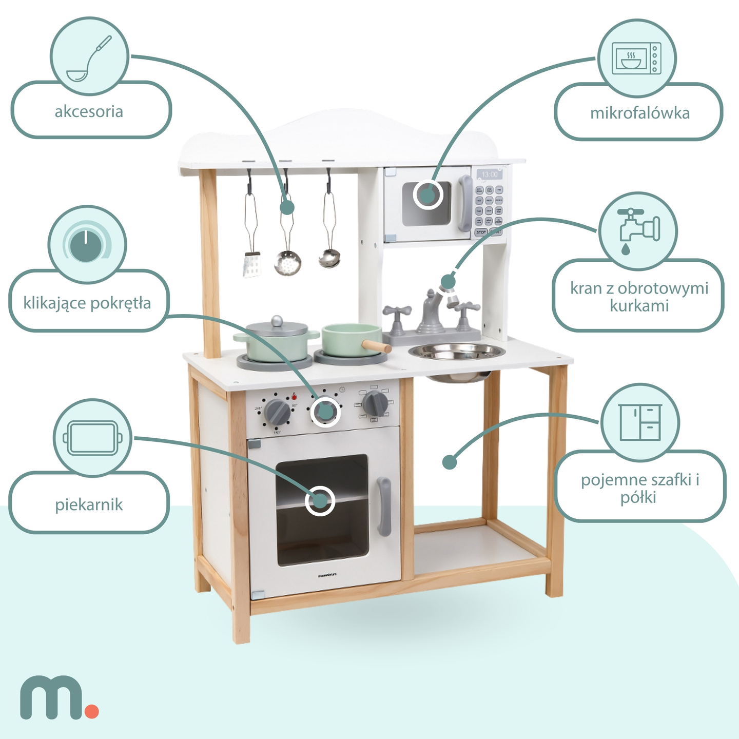 Cozinha infantil em madeira com micro-ondas