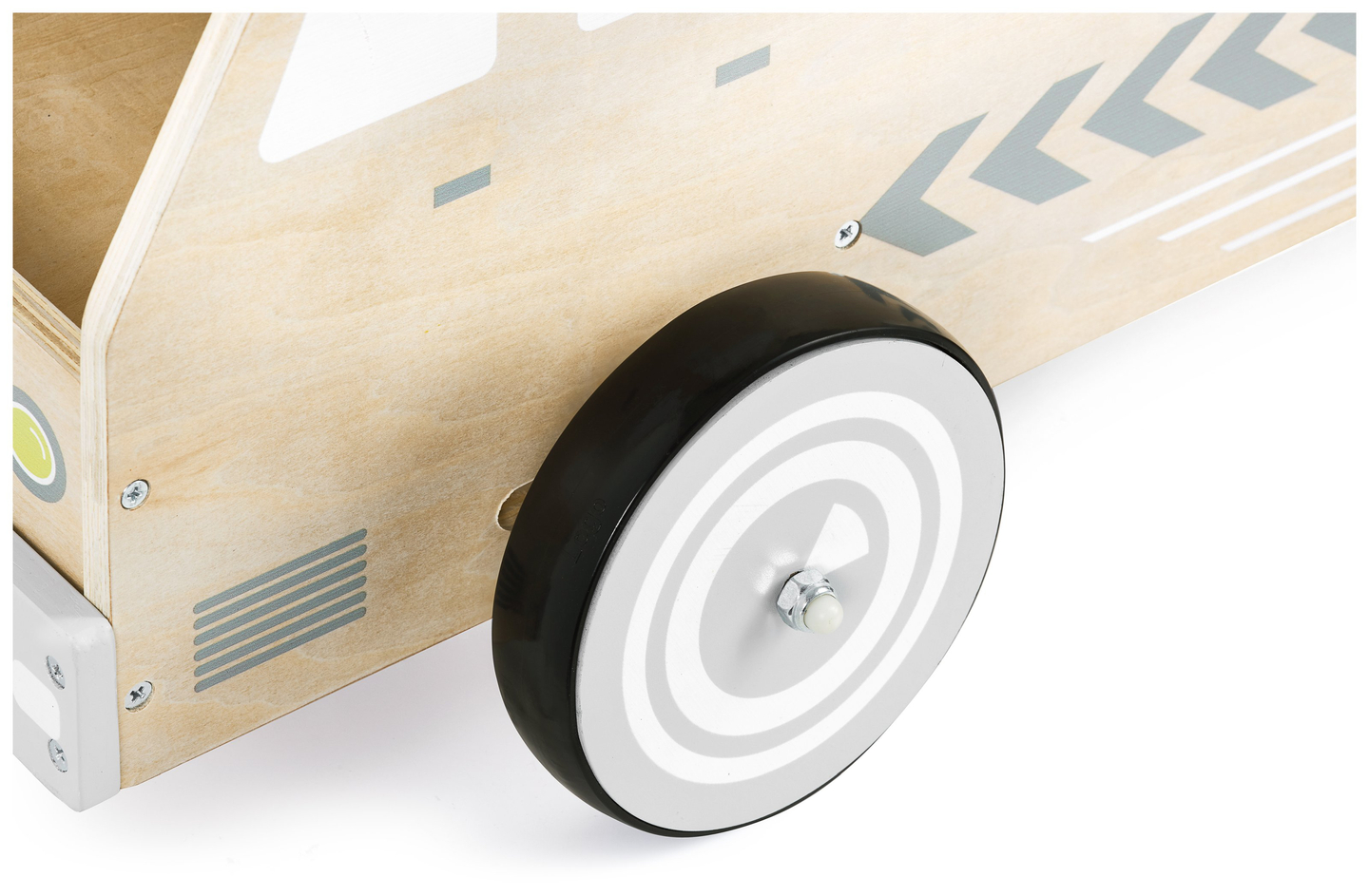 Passeio de madeira, carro, carro de brinquedo com blocos