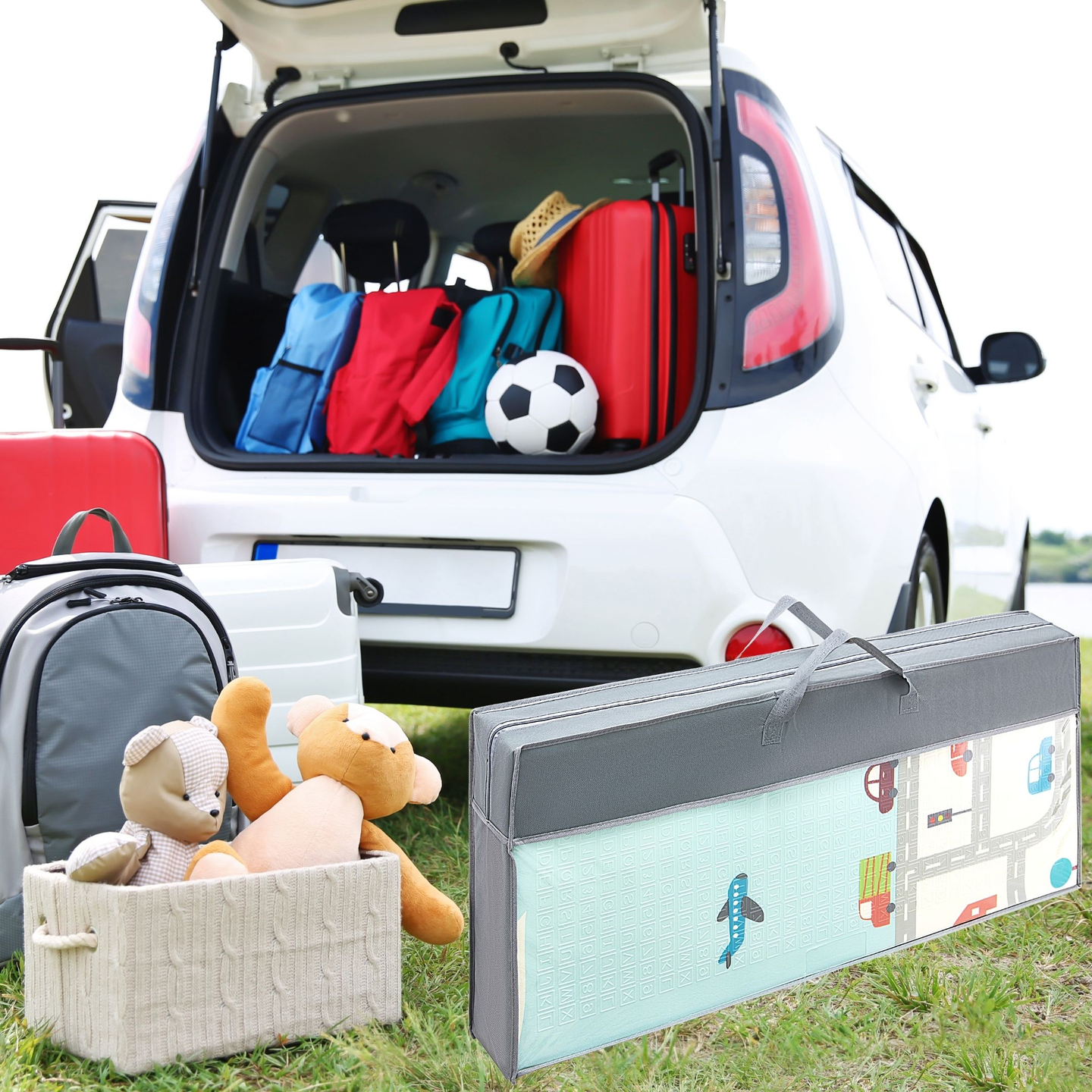 Tapete de espuma XXL dupla face - dobrável 1 CM (montanha e estrada)