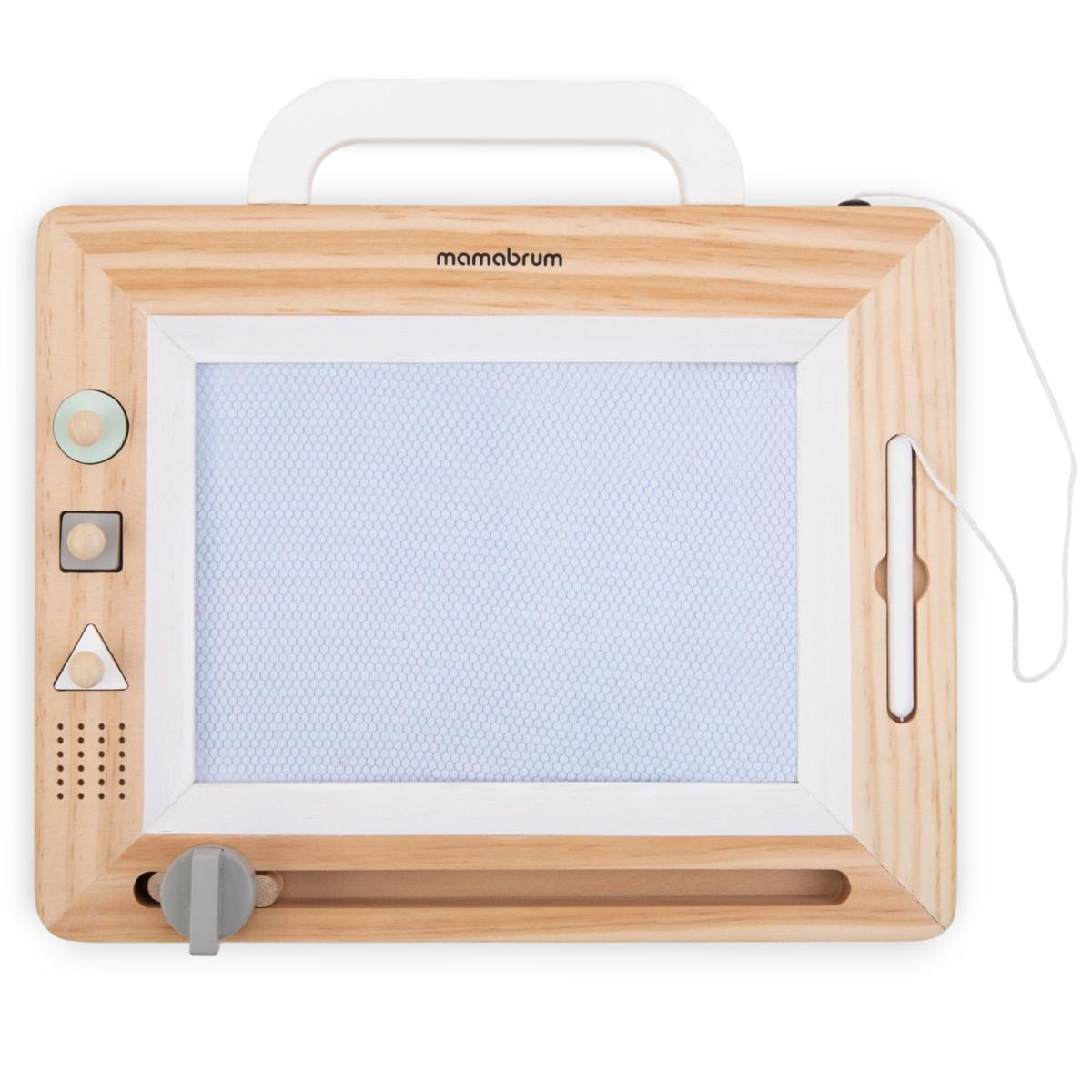 Álbum de recortes de madeira com selos - prancheta