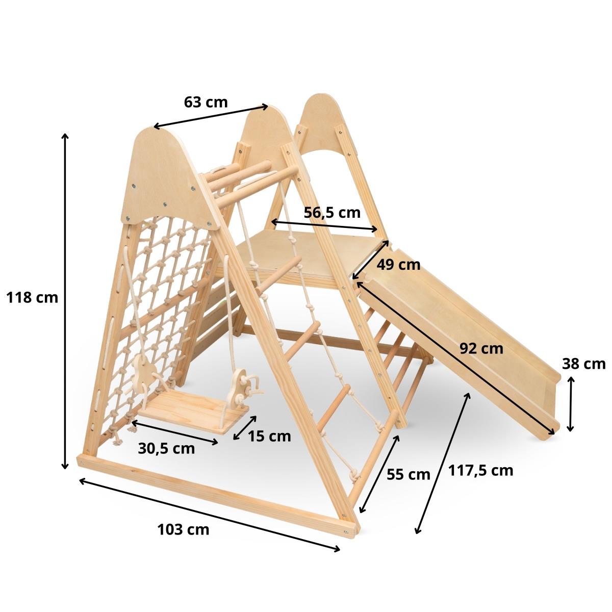 Parque infantil doméstico em madeira XL 5em1