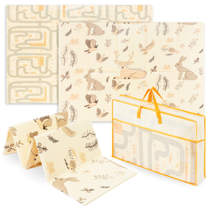 Tapete de espuma dobrável dupla face 180 x 120 x 1cm - Magic Forest/Autumn Streets - boho