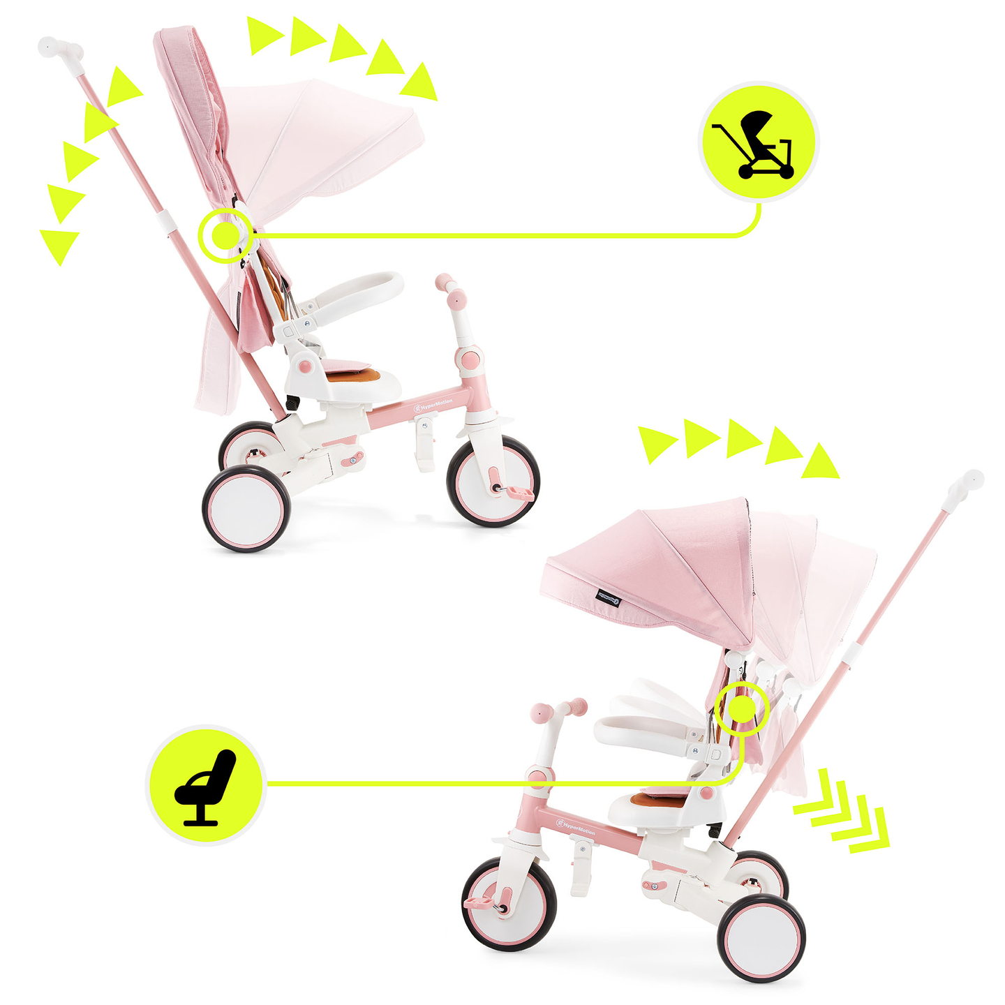 Triciclo multifunções 8em1 TOBI FOREST - cor-de-rosa