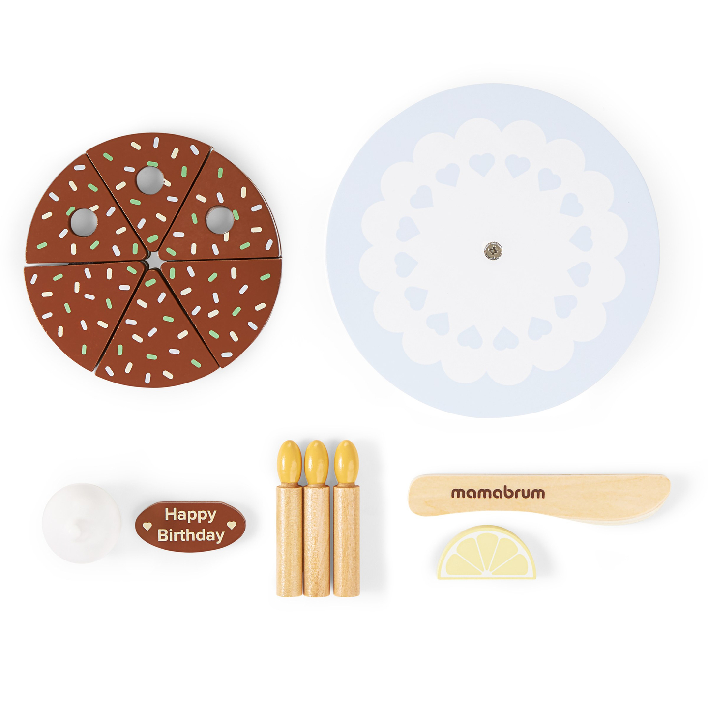 Bolo de aniversário de madeira para cortar