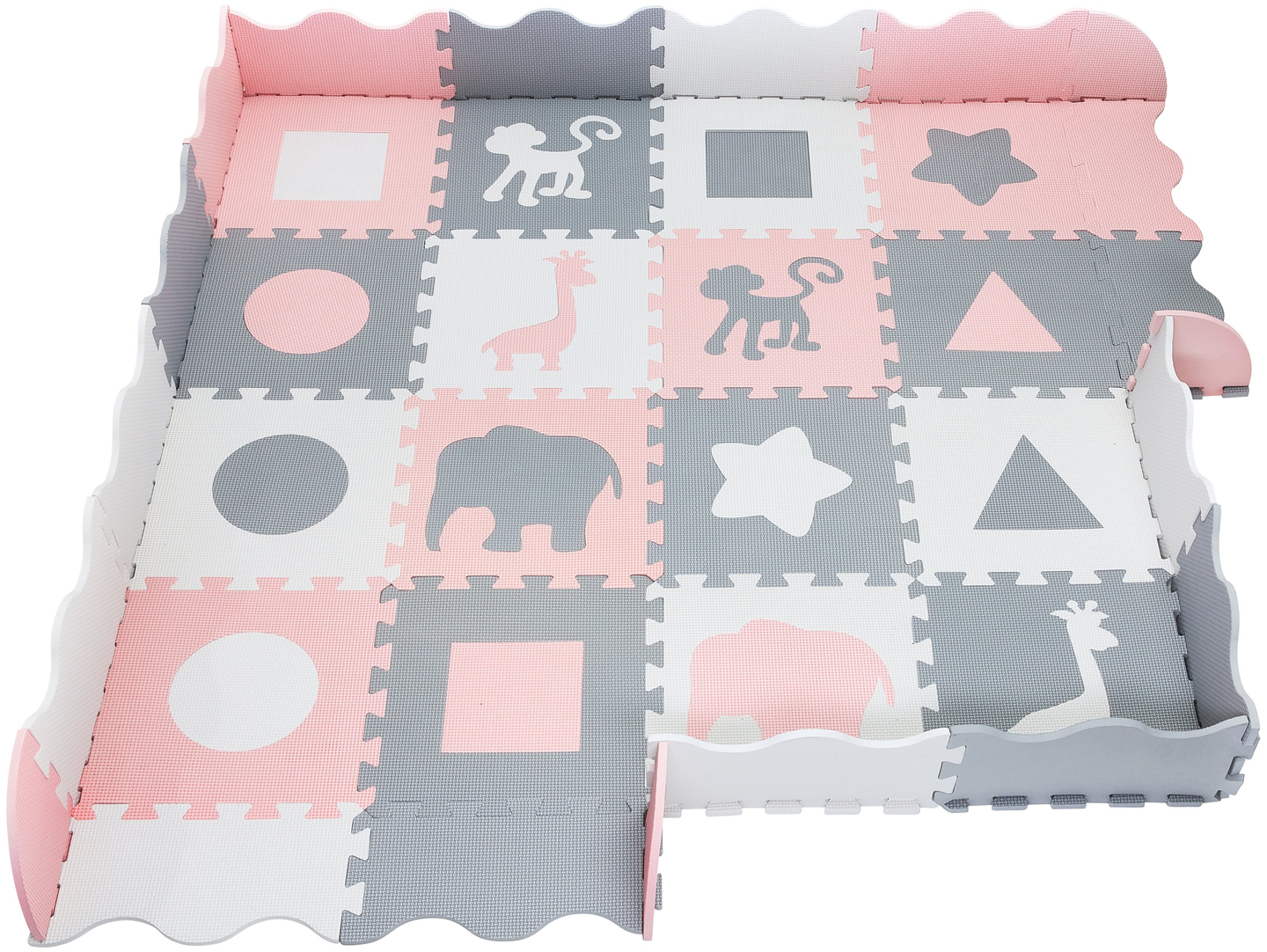 Tapete quebra-cabeça de espuma XL 150 x 150 x 1cm com borda - Espuma EVA - rosa