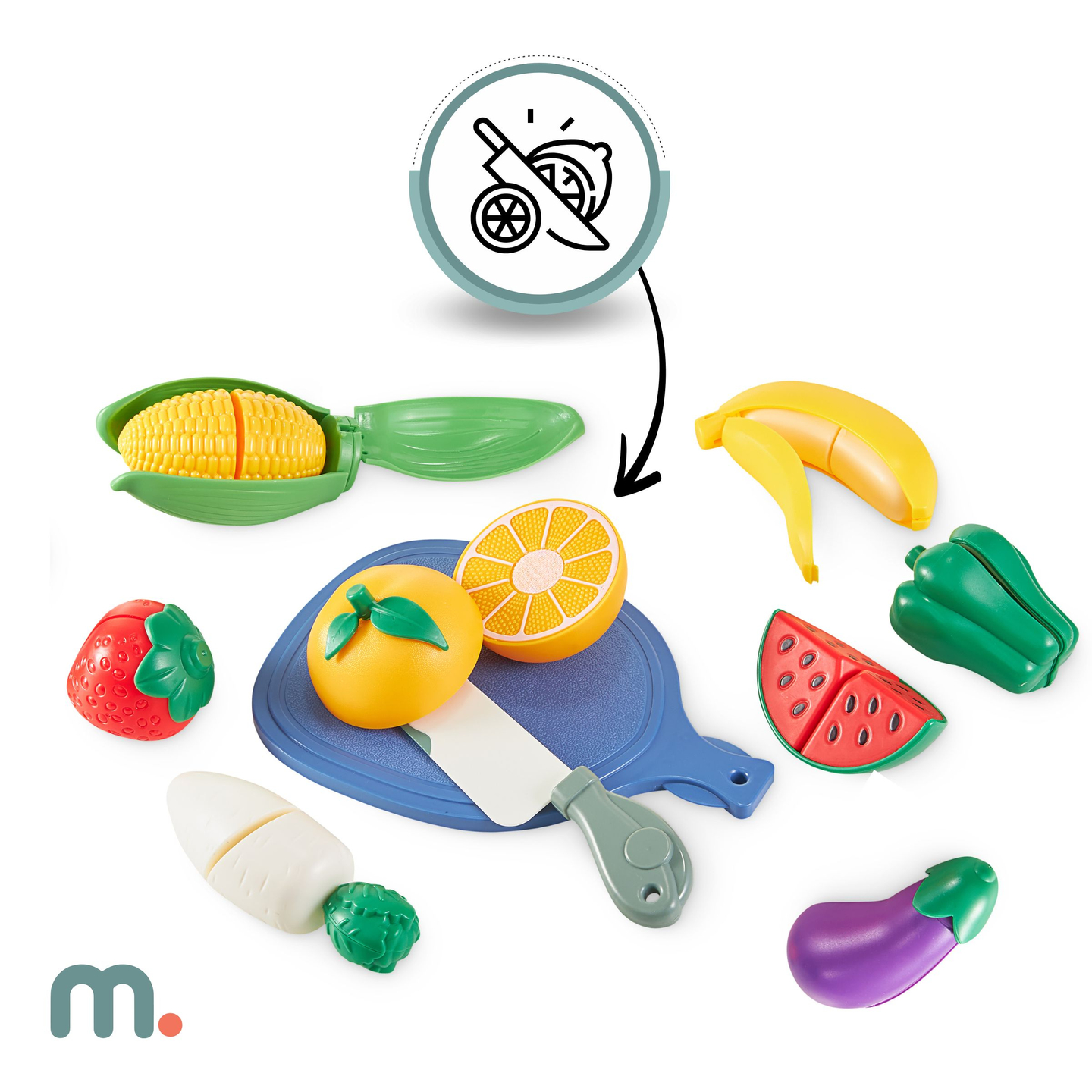 XXXXL grande cozinha interactiva de madeira com iluminação LED, máquina de lavar roupa, micro-ondas, máquina de café e conjunto de frutas e legumes - 50 elementos