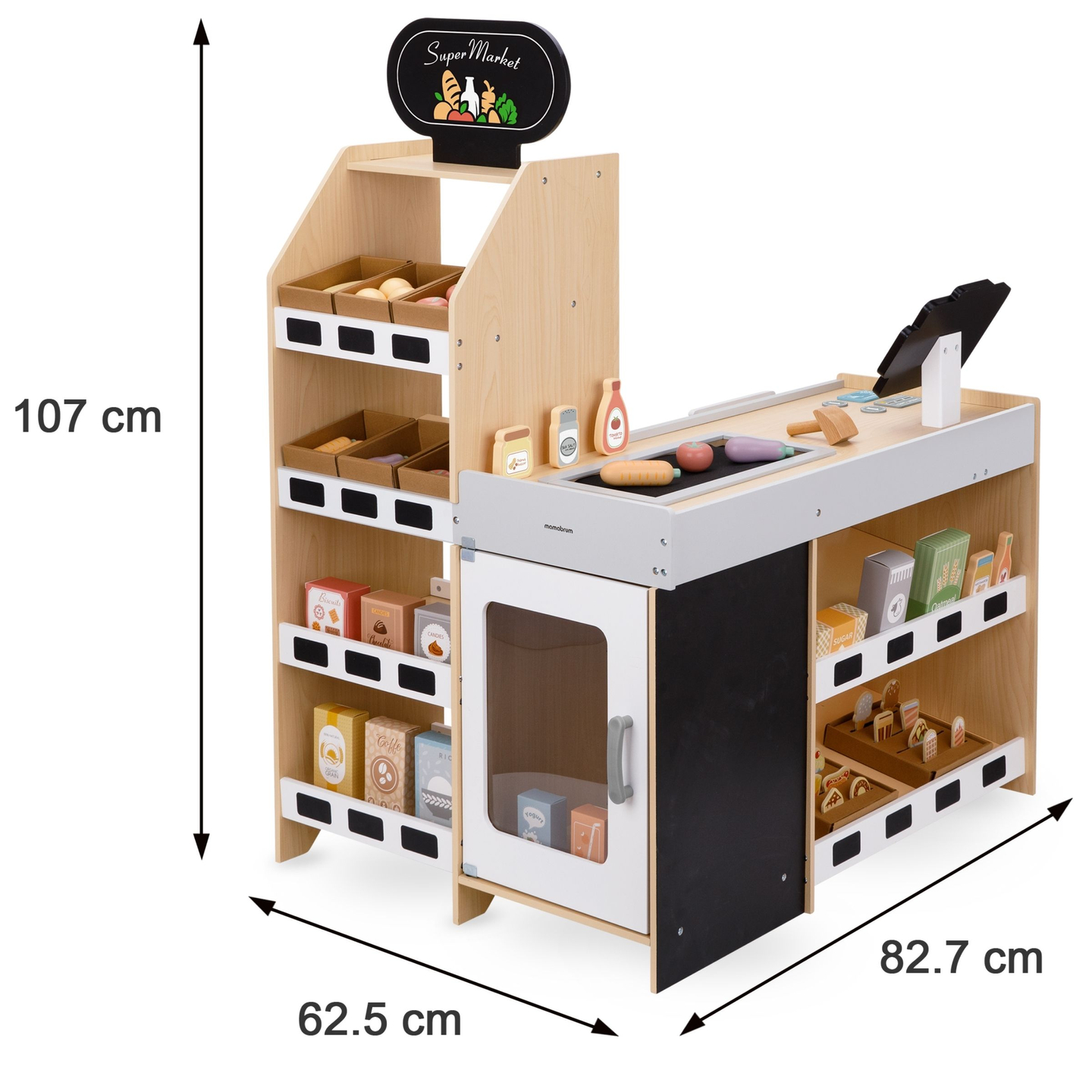 Mercearia de madeira - uma grande barraca XXL, uma loja com caixa registradora