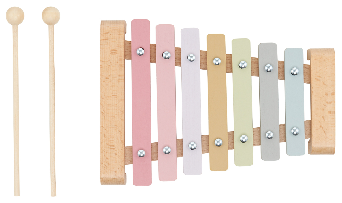 Pratos de madeira - xilofone para crianças, cores do arco-íris