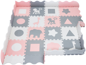 Tapete quebra-cabeça de espuma XL 150 x 150 x 1cm com borda - Espuma EVA - rosa