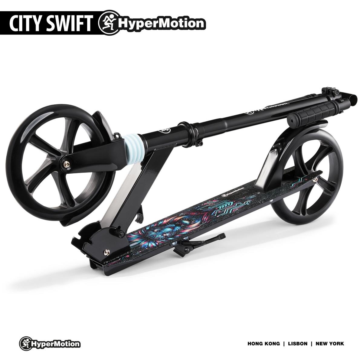Trotinete de duas rodas para jovens adultos - com amortecedor - Hypermotion CITY SWIFT Digital Lion - 100kg