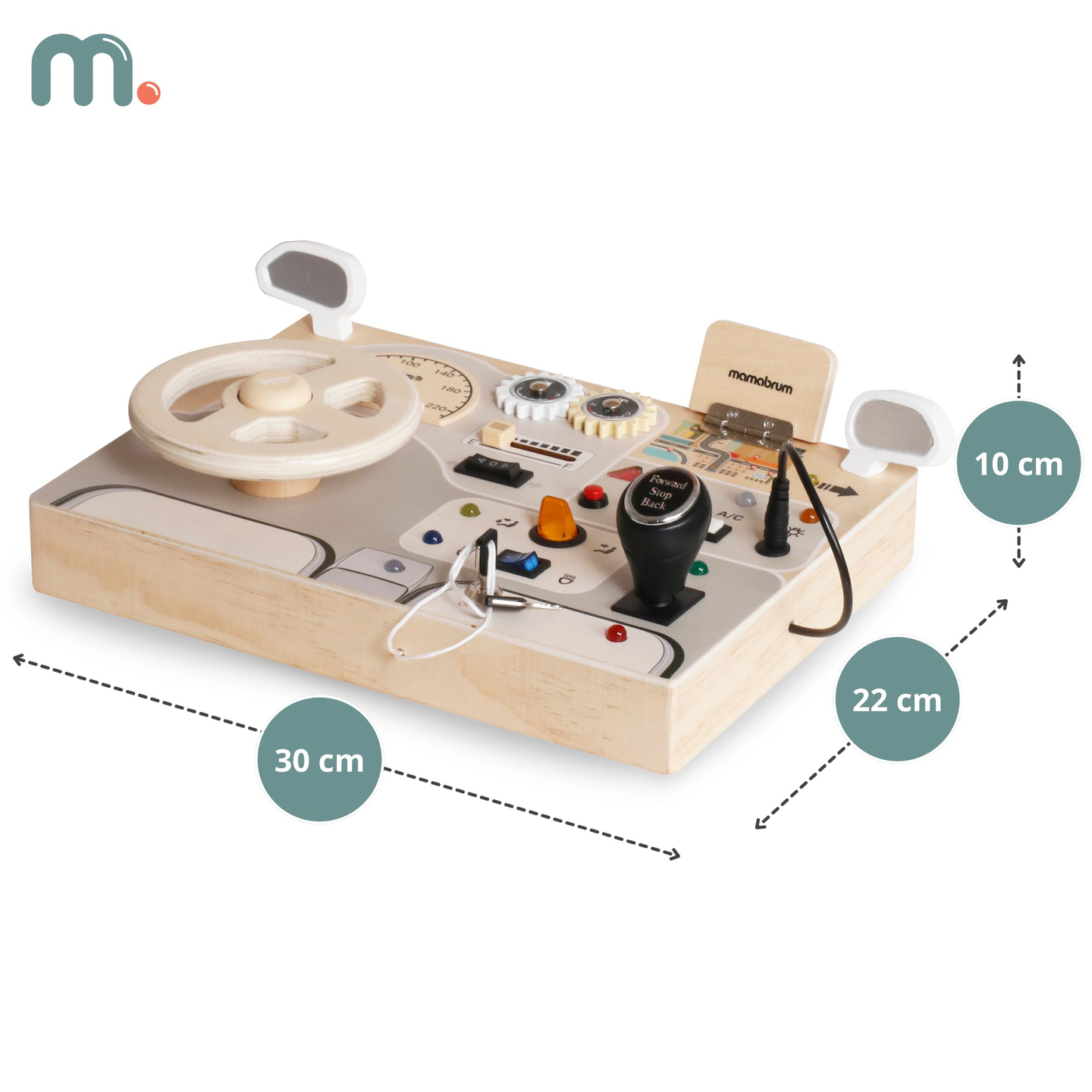 Tabuleiro de madeira Montessori para crianças pequenas - painel de instrumentos do carro