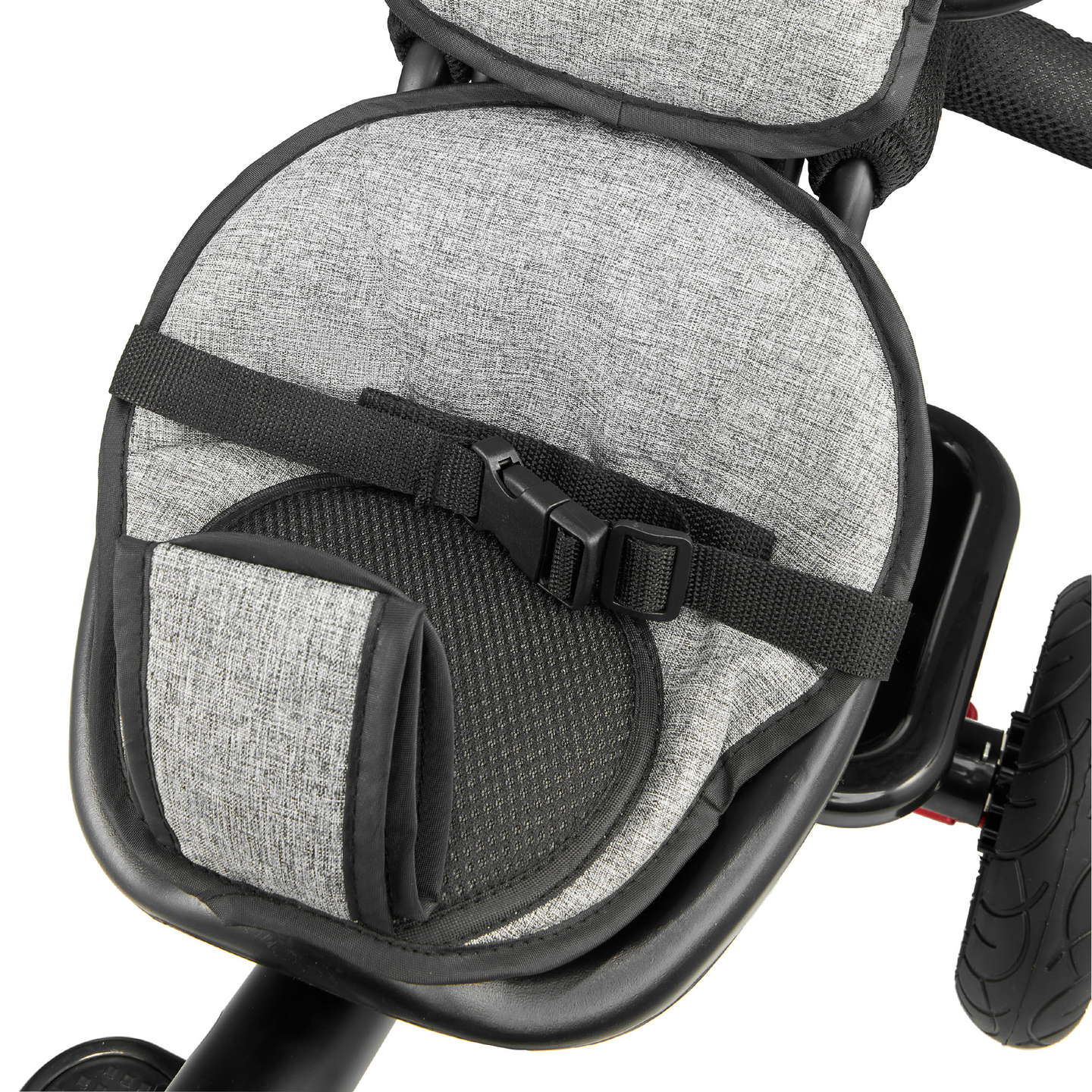 Triciclo para crianças de 1 a 4 anos - TOBI FREY - cor cinza - giratório - rodas infláveis + empurrador