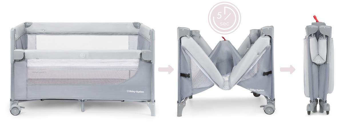 Berço de transporte Closely 3 em 1 com mesa muda-fraldas, colchão e saco de transporte