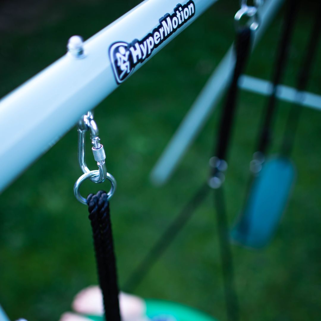 Balanço duplo de jardim com estrutura e cordas - assento e ninho de cegonha