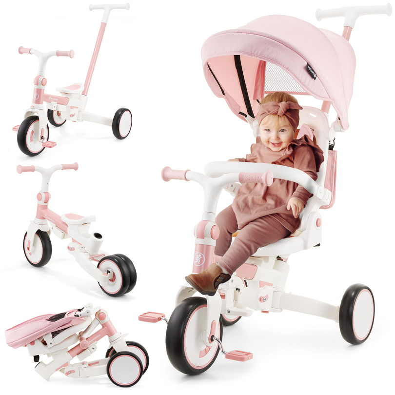 Triciclo multifunções 8em1 TOBI FOREST - cor-de-rosa