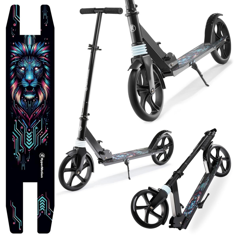 Trotinete de duas rodas para jovens adultos - com amortecedor - Hypermotion CITY SWIFT Digital Lion - 100kg