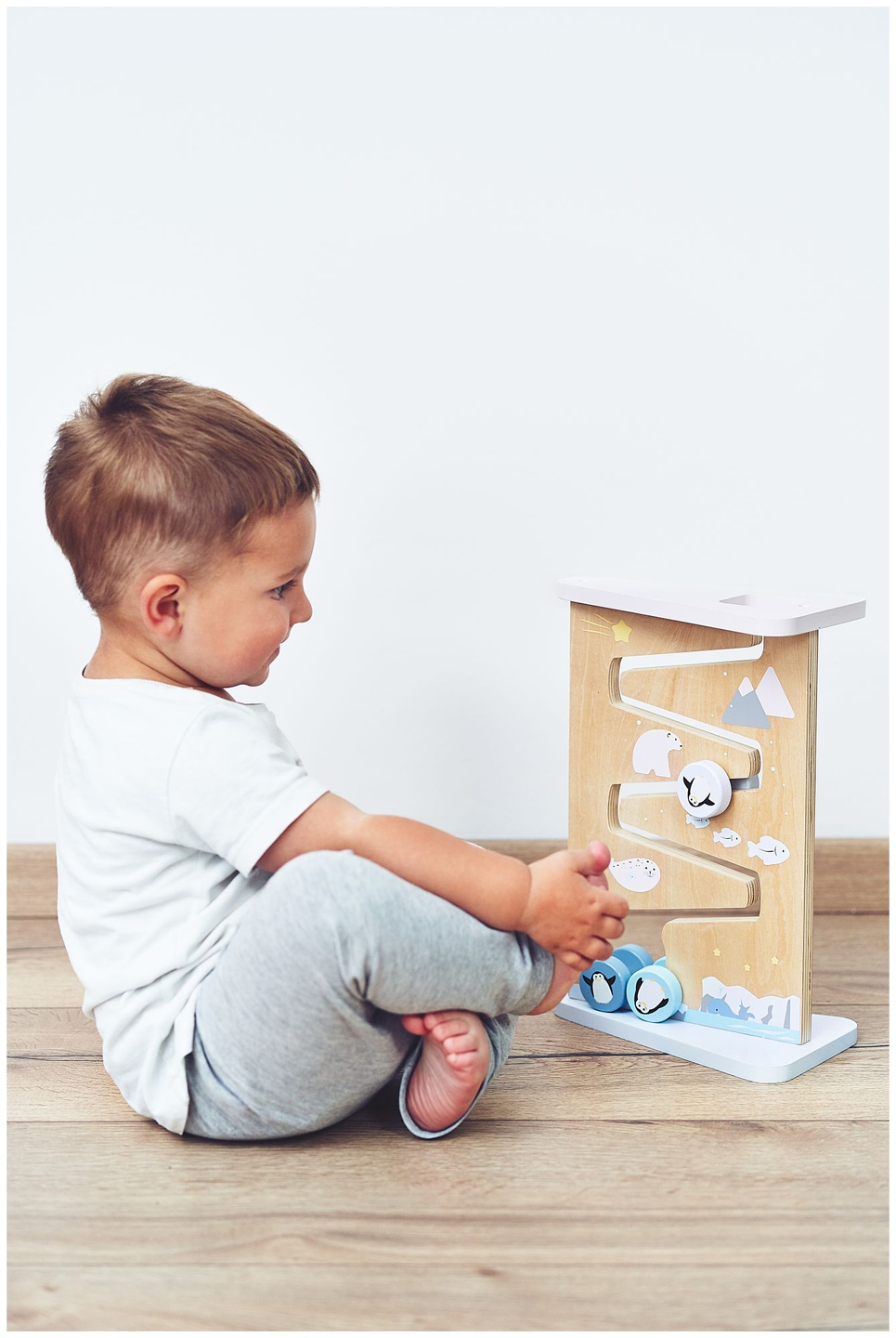 Placa de manipulação sensorial de madeira dupla face