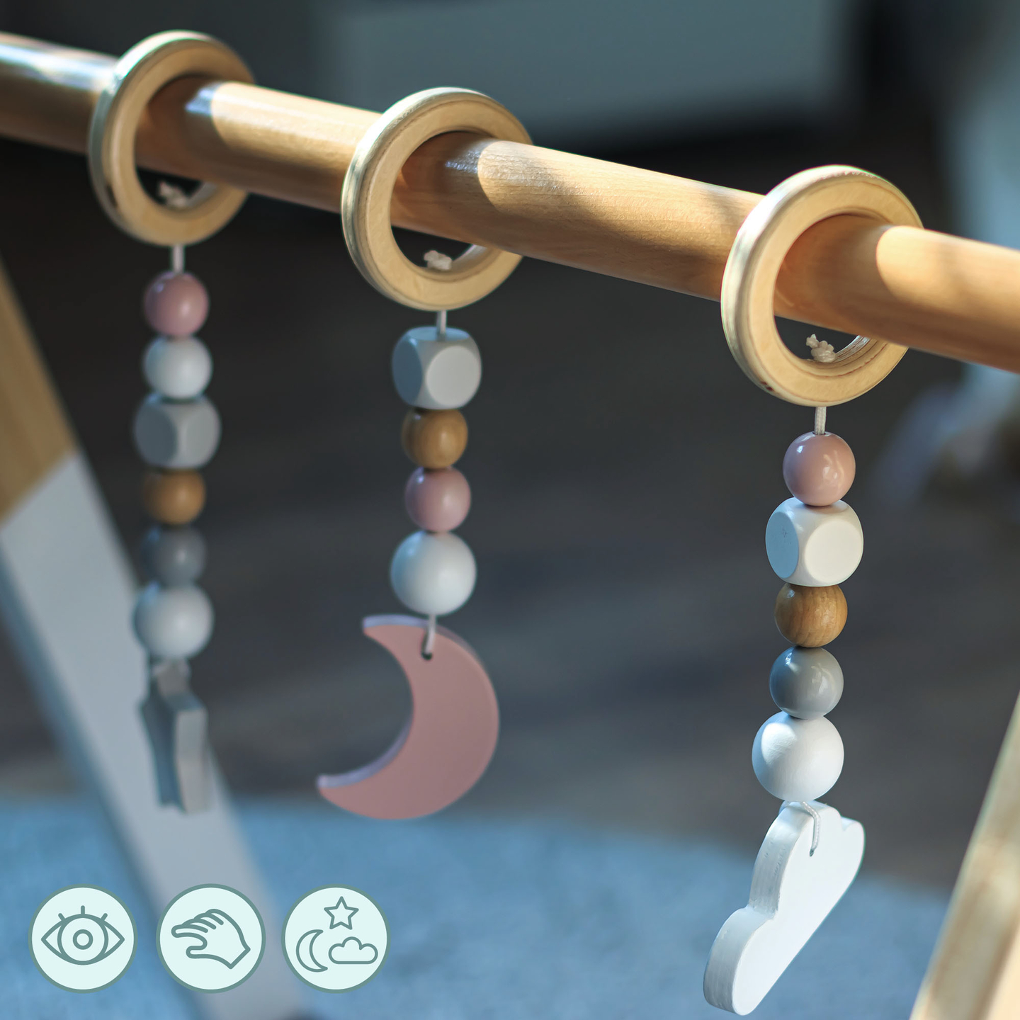 Suporte educativo de madeira Baby Gym - cor branca