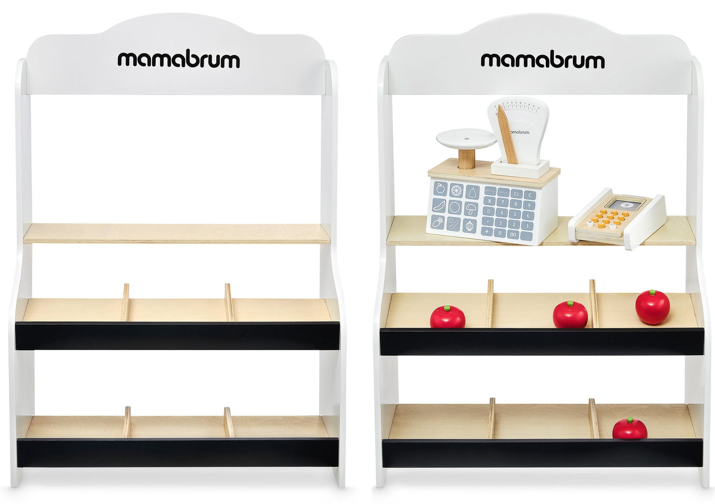 Minimercado - loja com balança, terminal, cartão de pagamento e fruta