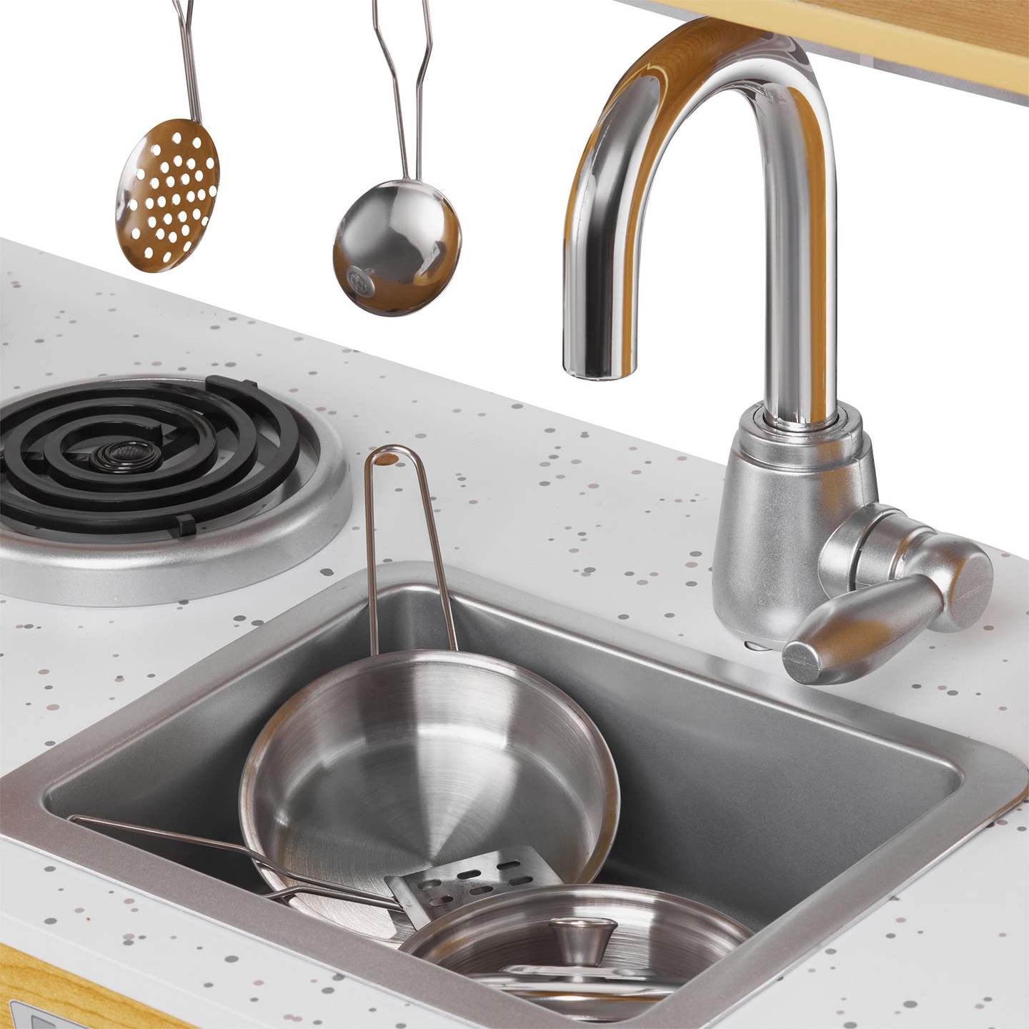 Cozinha XXL em madeira com iluminação LED, avental e acessórios