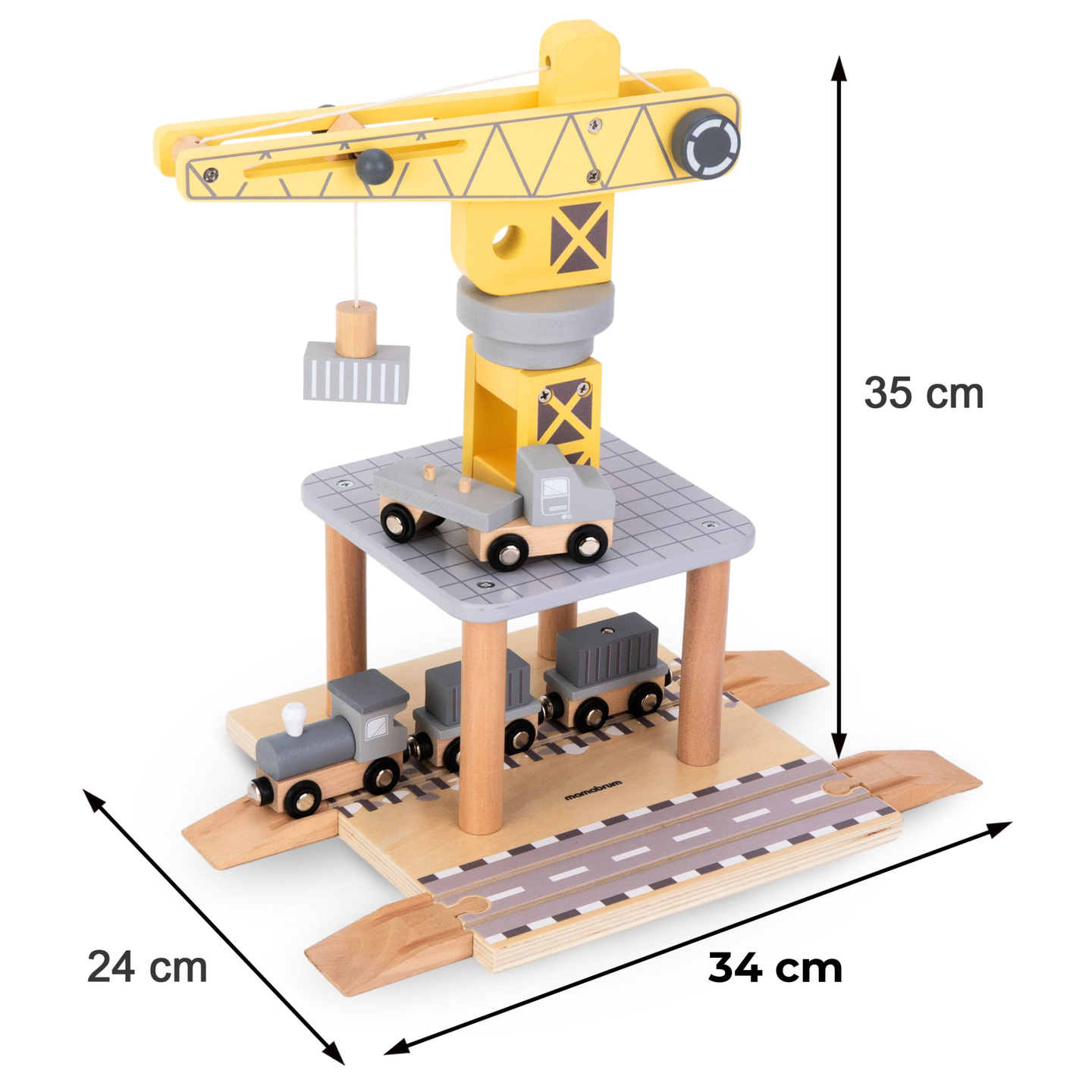 Guindaste portuário móvel com guincho magnético e acessórios - conjunto de madeira