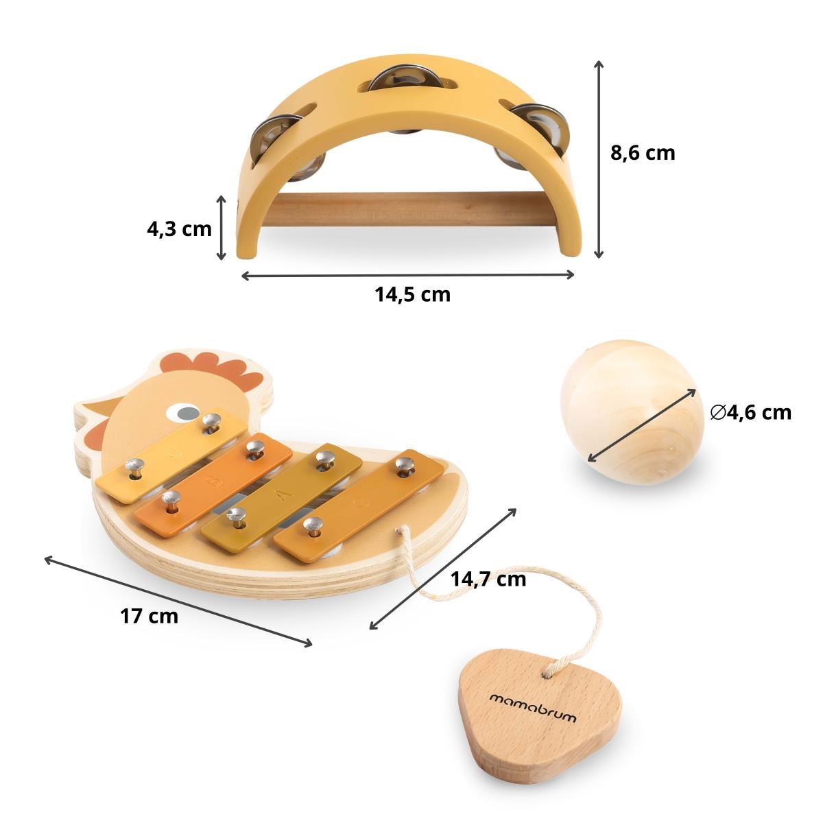 Conjunto de instrumentos com motivo de galinha