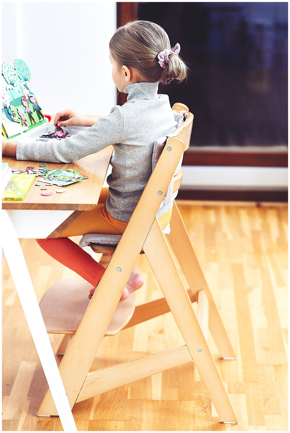 Cadeira de alimentação de madeira Moby-System WOODY - cor madeira natural