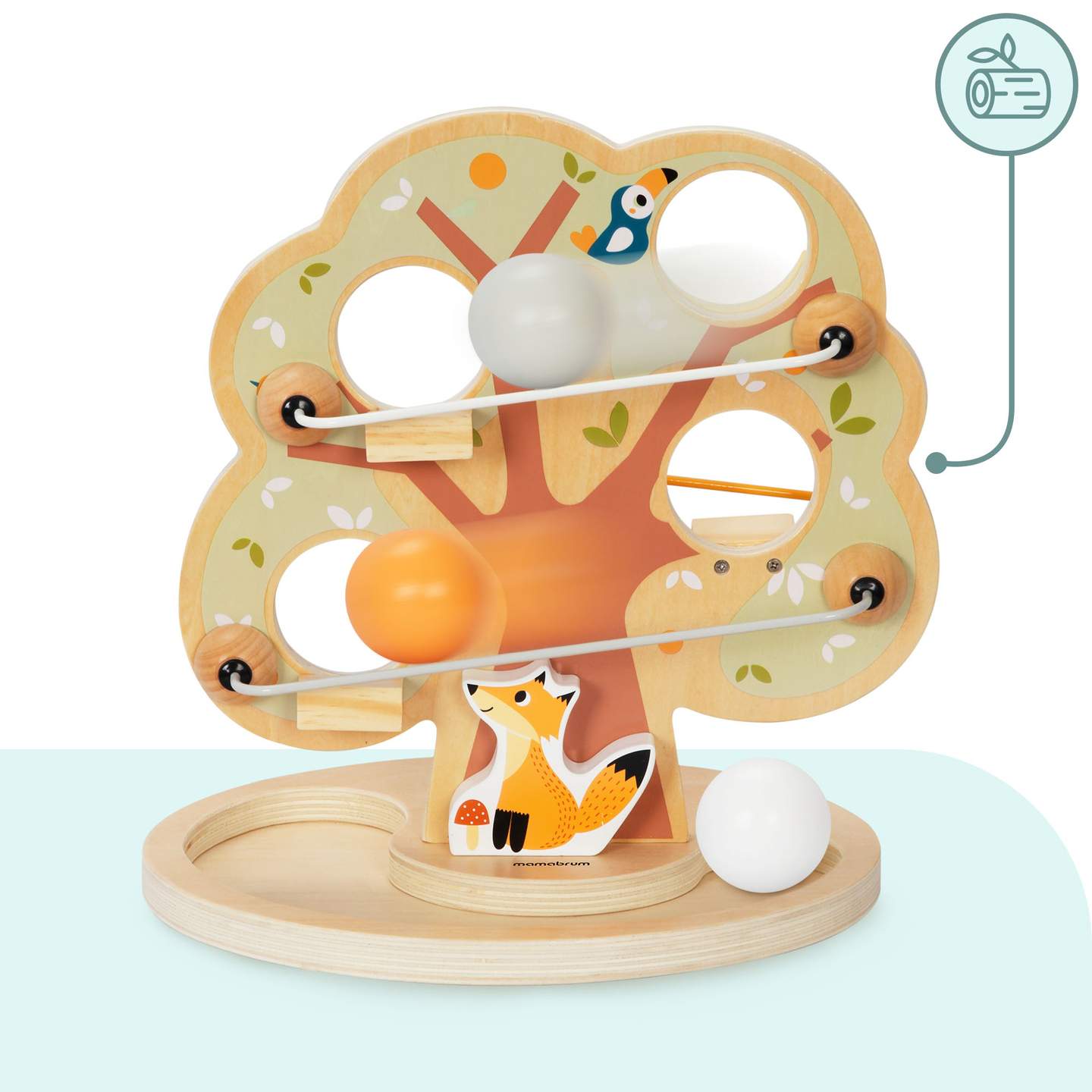 Pista de deslizamento de bolas em madeira - Árvore verde