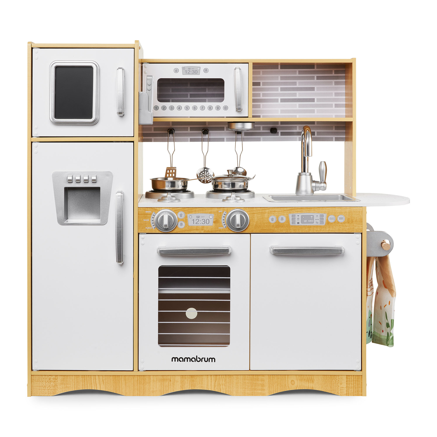 Cozinha XXL em madeira com iluminação LED, avental e acessórios