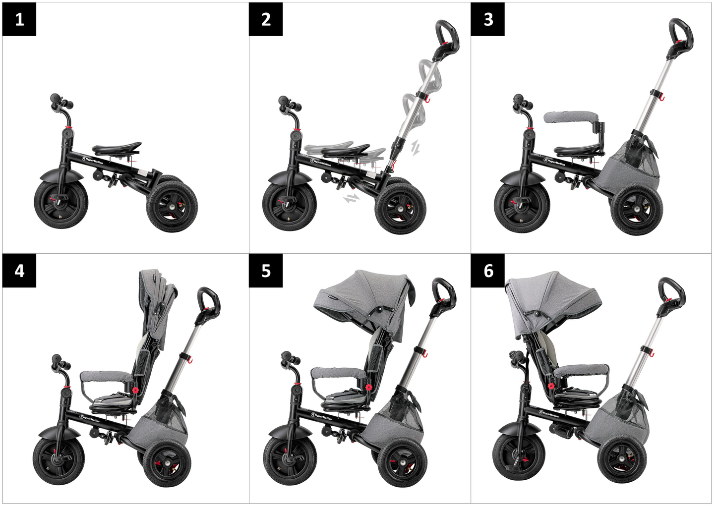 Triciclo Tobi Velar + capa de chuva - cinza