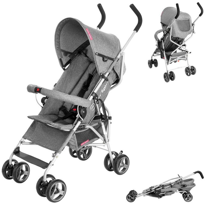 Carrinho leve e guarda-chuva Moby-System Barton cor: cinza