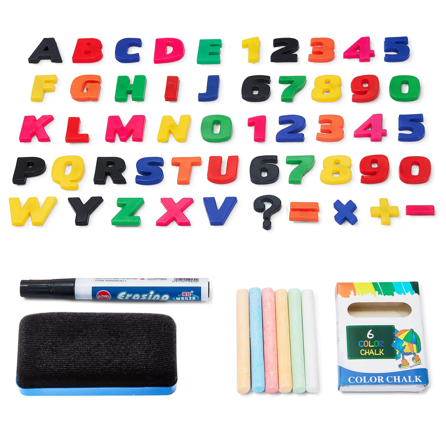 Grande quadro educativo de duas faces: magnético e quadro de giz - quadro de apagar a seco, de madeira