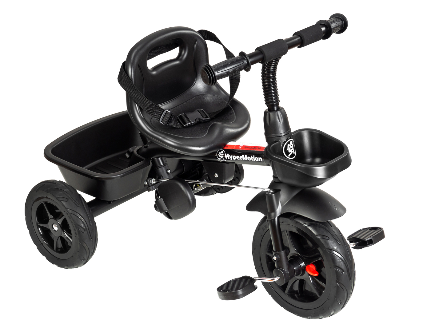 Triciclo HyperMotion TOBI VECTOR - rodas permanentemente infladas + empurrador. Cor preta.