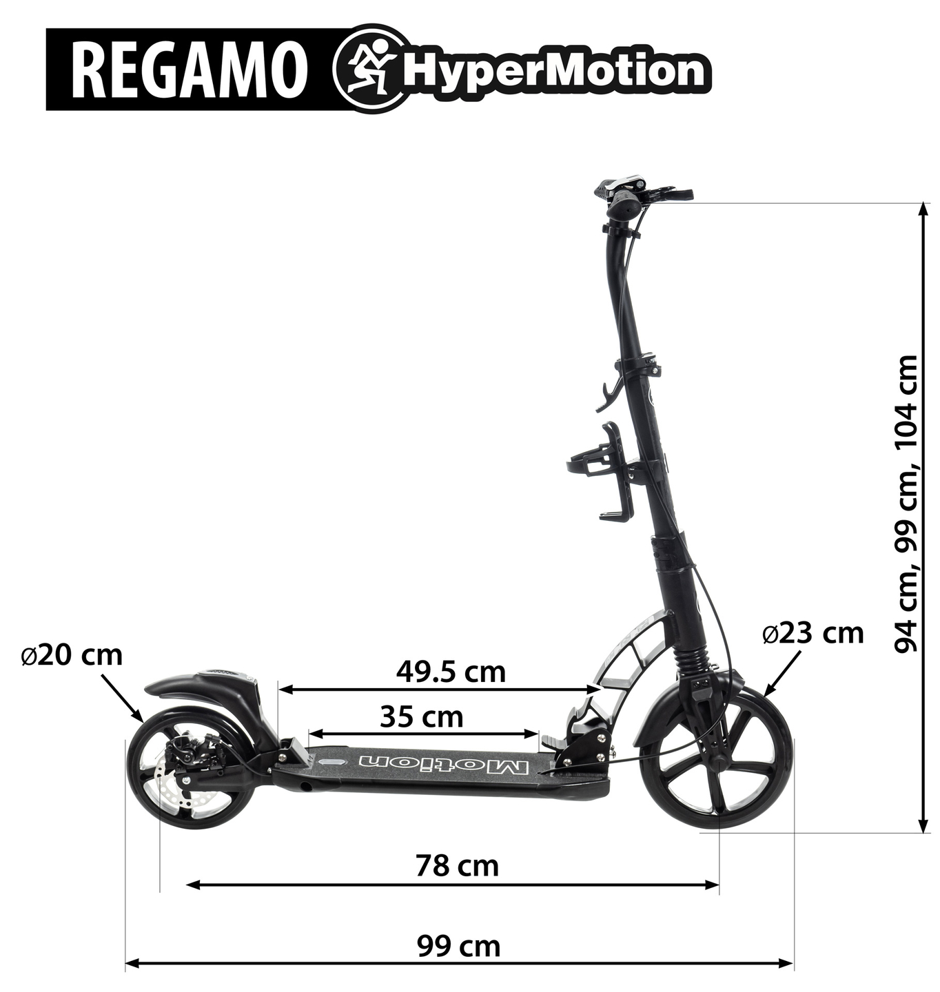 Scooter adulto HyperMotion REGAMO - preto