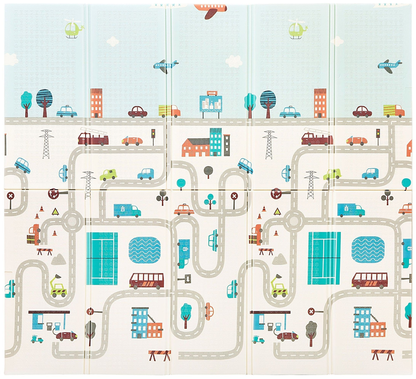 Tapete de espuma XXL dupla face - dobrável 1 CM (montanha e estrada)