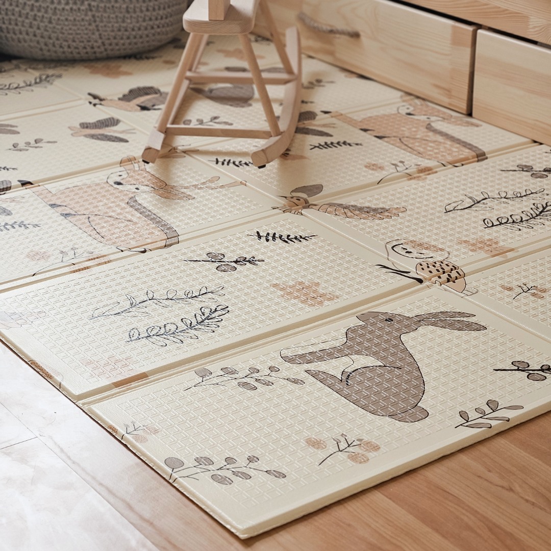 Tapete de espuma dobrável dupla face 180 x 120 x 1cm - Magic Forest/Autumn Streets - boho