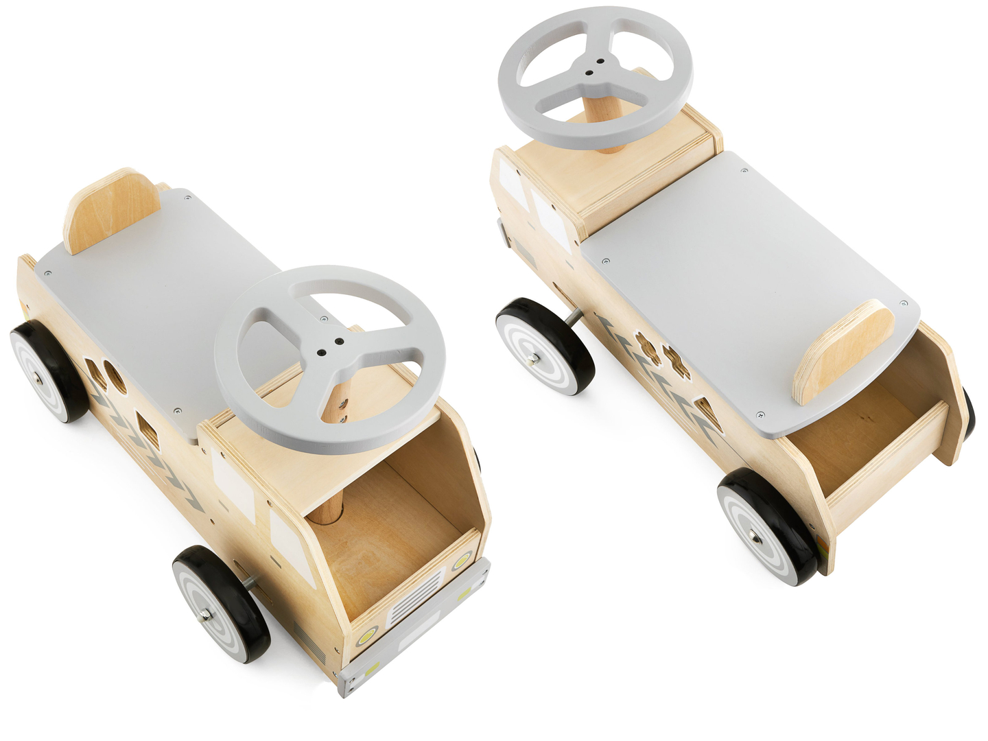 Passeio de madeira, carro, carro de brinquedo com blocos