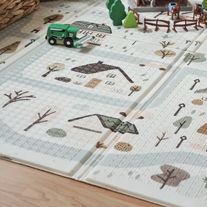 Tapete de espuma dobrável de dupla face 180 x 120 x 1cm - Charming Town/Sand Beige