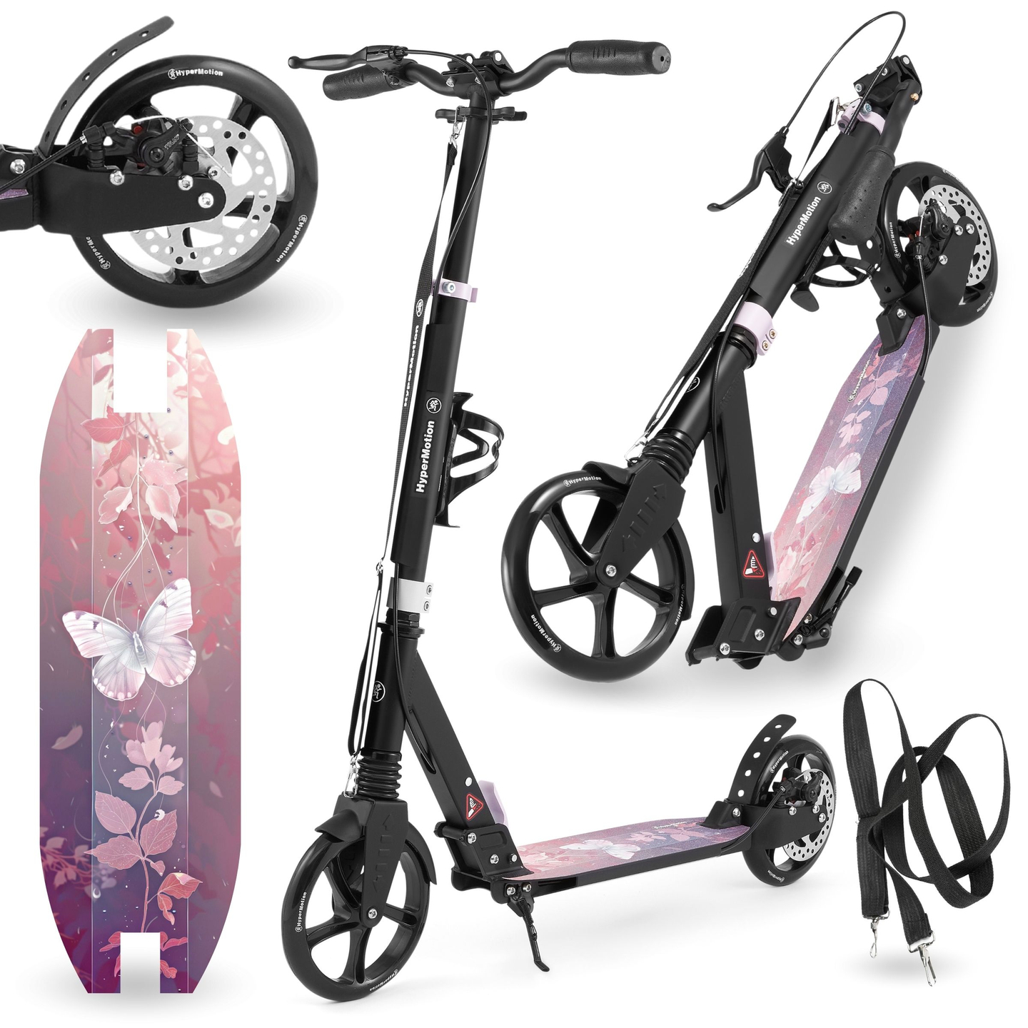 Trotinete de duas rodas para jovens adultos - com amortecedor - HyperMotion Skyline - cor-de-rosa, alumínio - 100kg
