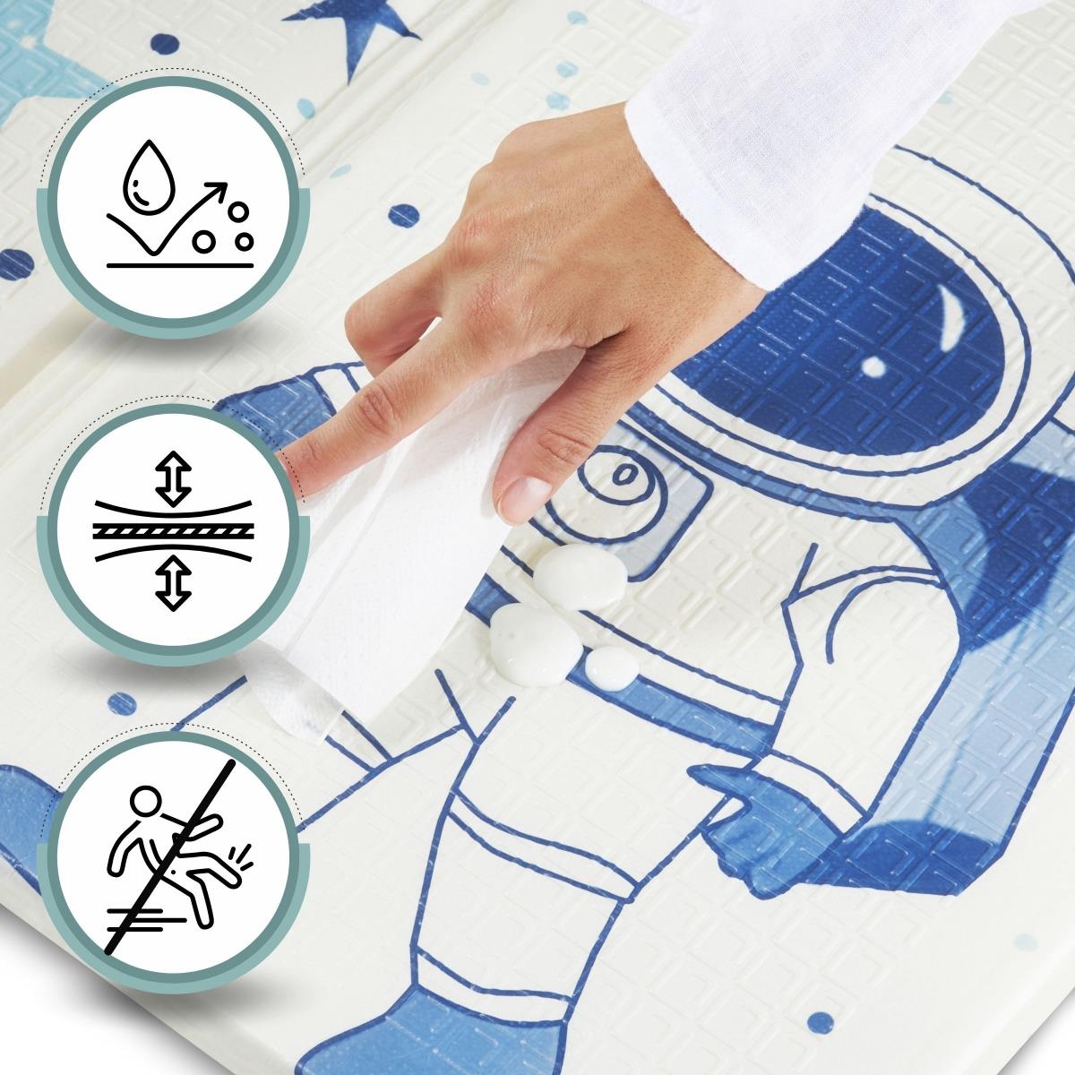 Tapete de espuma dobrável de dupla face 180 x 120 x 1cm - Cosmos/Triângulos geométricos