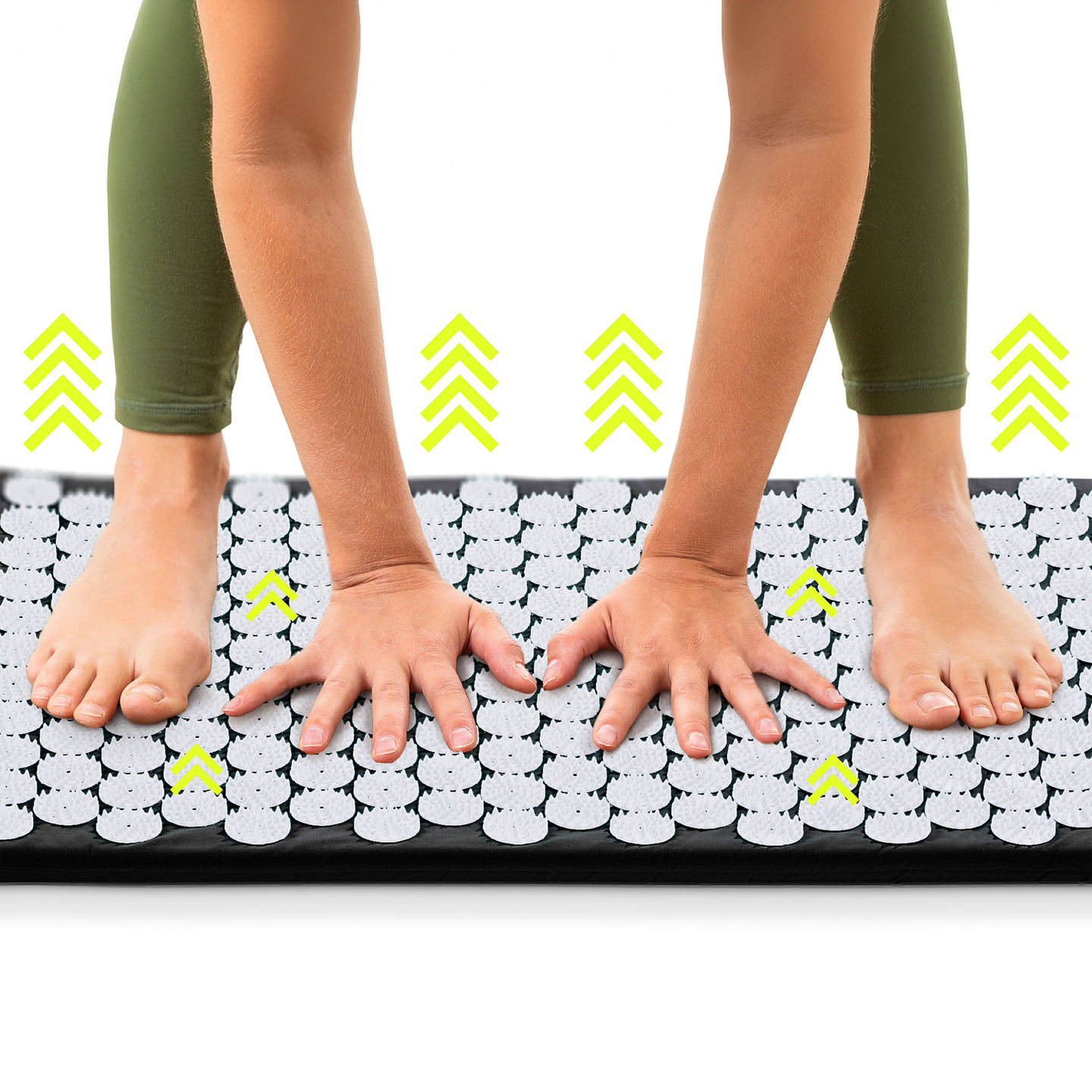 Tapete de acupressão com almofada e capa - 72 cm HyperMotion preto e branco