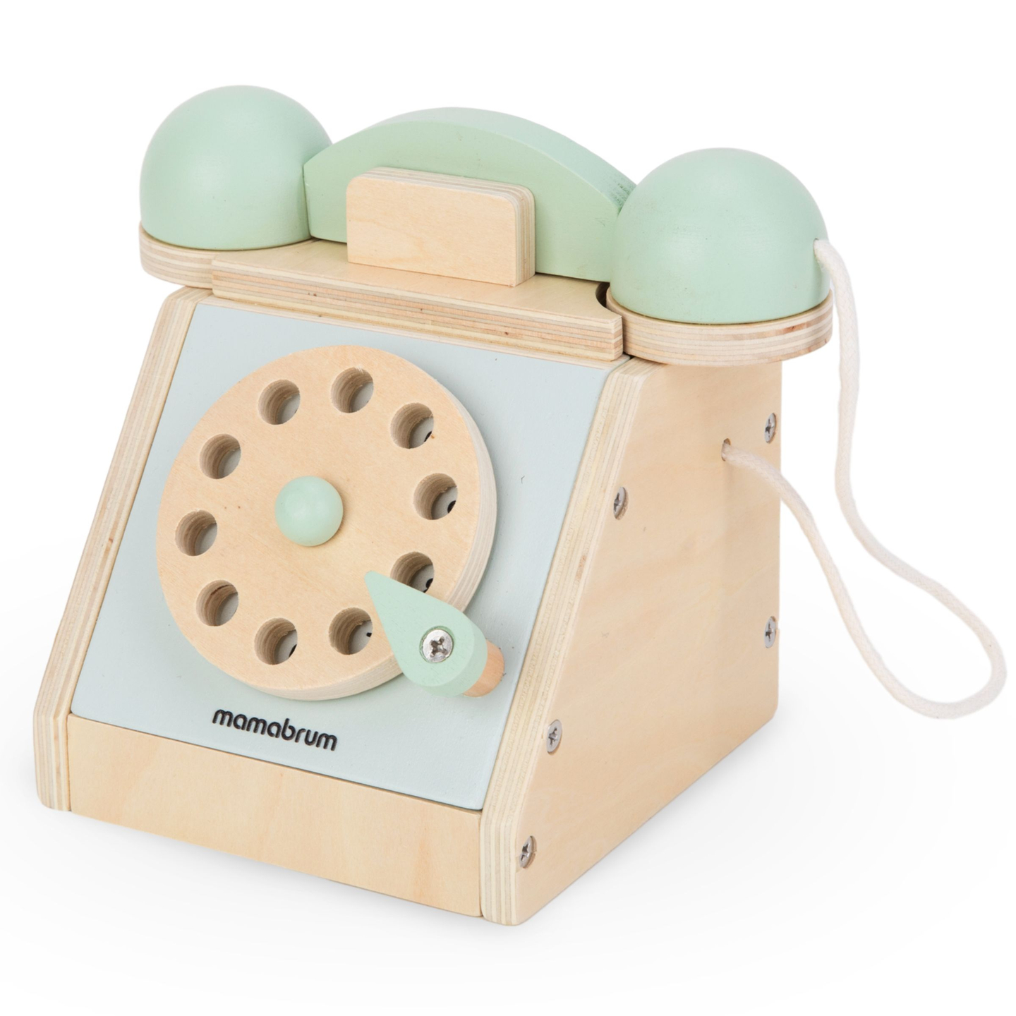 Telefone retrô de madeira - menta