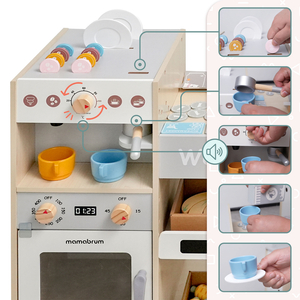 Grande loja de madeira XXXL para crianças com bar de comida rápida - Loja de esquina + Máquina de café + Forno + Frigorífico - 106 ac.