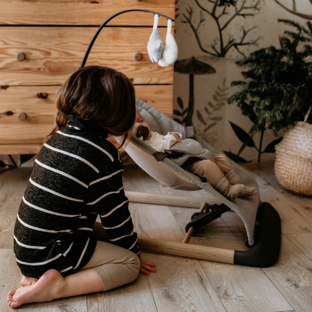 Cadeira de balanço 2 em 1 com inserção Moby-System LILY – cinza