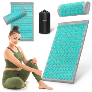 Tapete de acupressão com almofada e capa - 72 cm HyperMotion cinza-menta