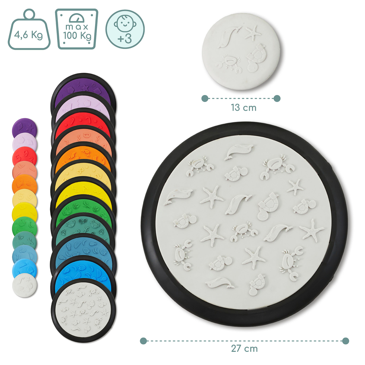 Discos sensoriais coloridos para crianças - 24 peças