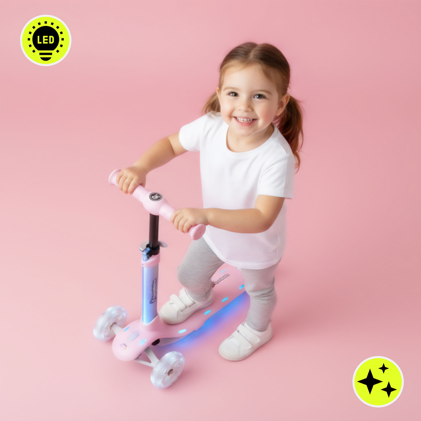 Patinete elétrico HyperMotion BECKY - Iluminação LED RGB, rosa