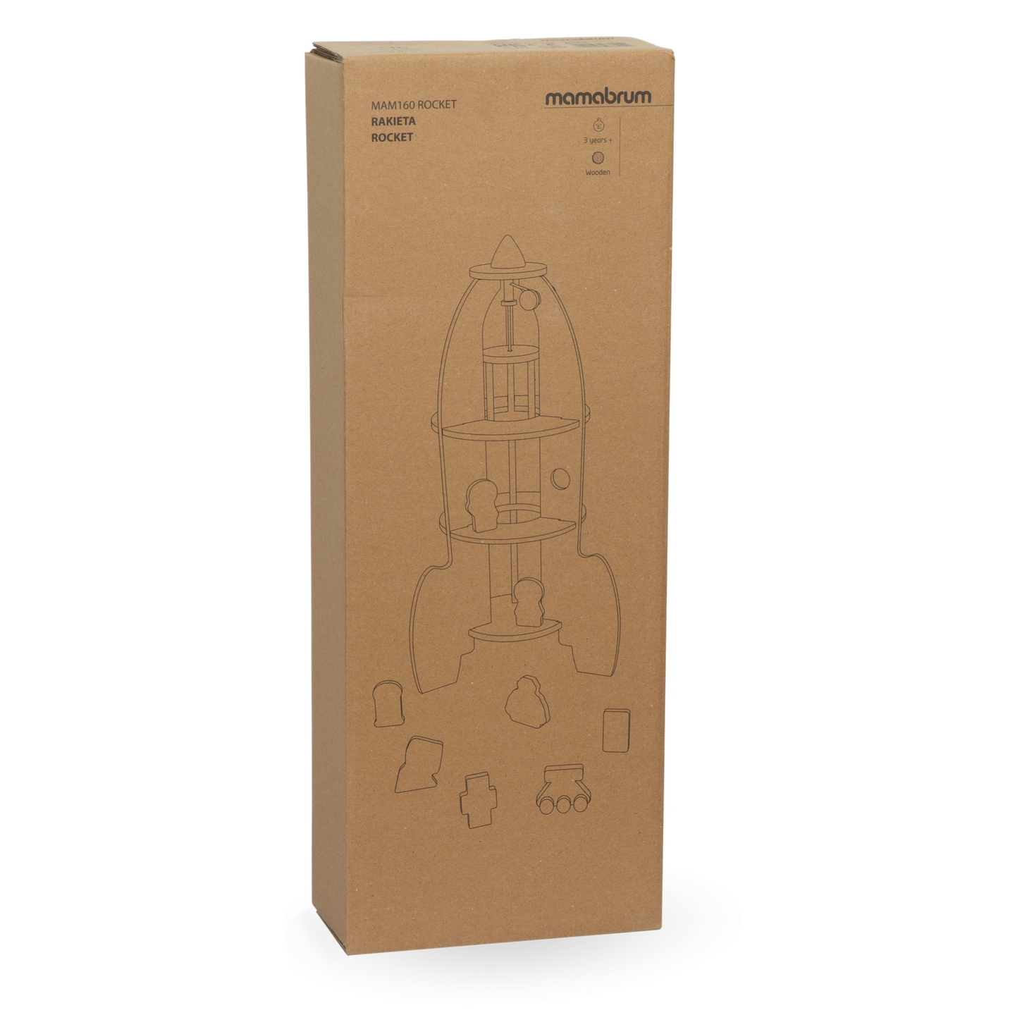 Grande foguete espacial de madeira com elevador e acessórios - XXL