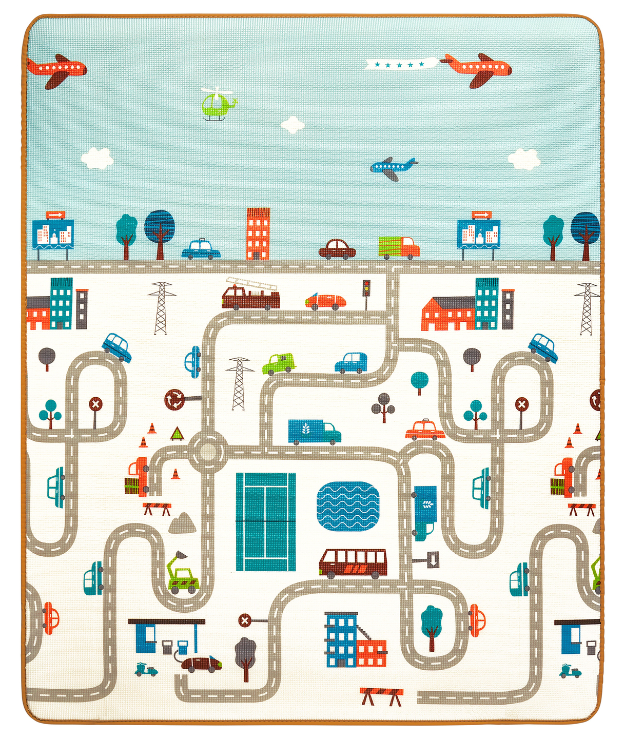 Tapete de espuma XXL dupla face - rolo de 2 CM (estrada e ziguezagues)